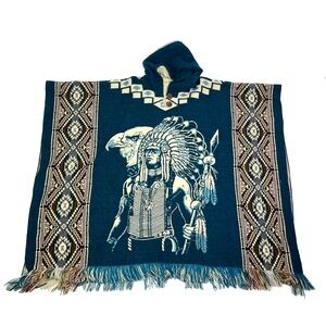 Native American Poncho Tribal Eagle Fringe
